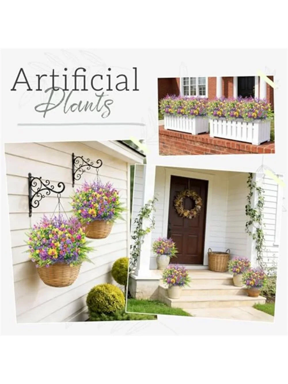 Artificial Outdoor Flowers Faux Daisy Fern Plants UV Resistant Patio Decor Set